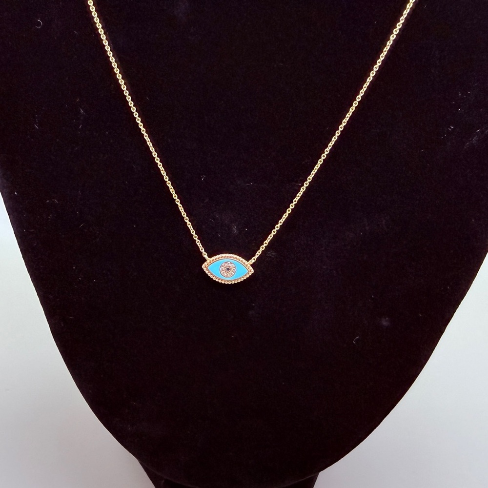 EFFY Sapphire & Diamond Accent Evil Eye 18" Pendant Necklace in 14k Gold - Picture 4 of 7